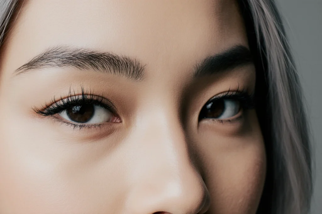 Enhanced Eyelashes and Defined Eyebrows Beauty Shot