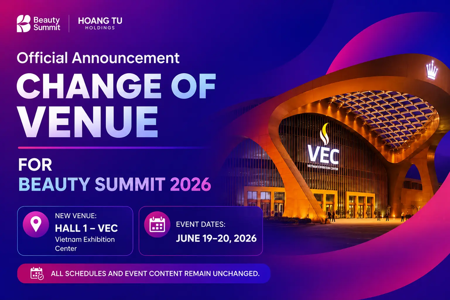 Official Announcement — Venue Change for Beauty Summit 2026